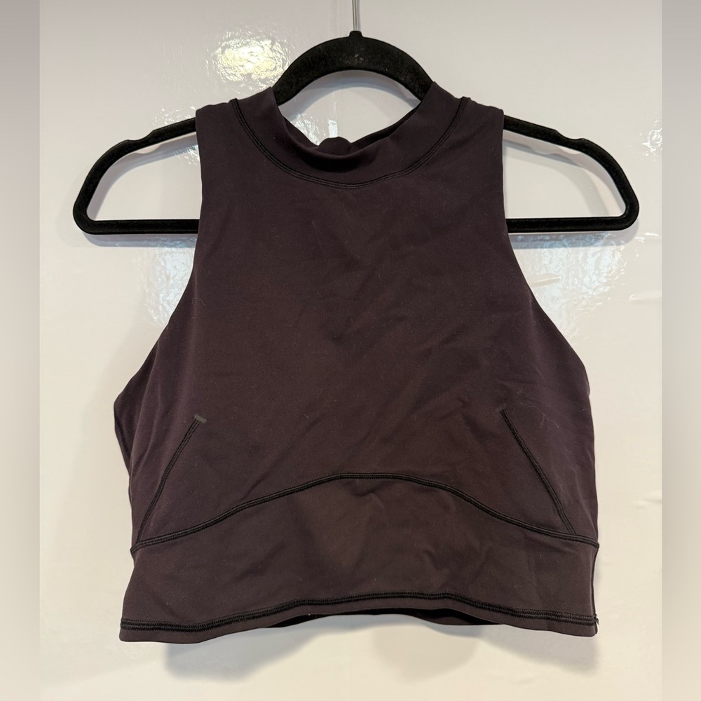 Women's Black Lululemon high‎ neck mesh back Sleeveless Top
